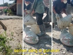 Pekerjaan Rabat Beton Desa Pakam Tanpa Plang, Gunakan Semen Dalam Kemasan Karung Goni 30 Kg