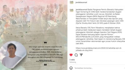 Netralitas ASN di Pilkada OKI Diuji, Bawaslu OKI Serahkan Kasus ke BKN